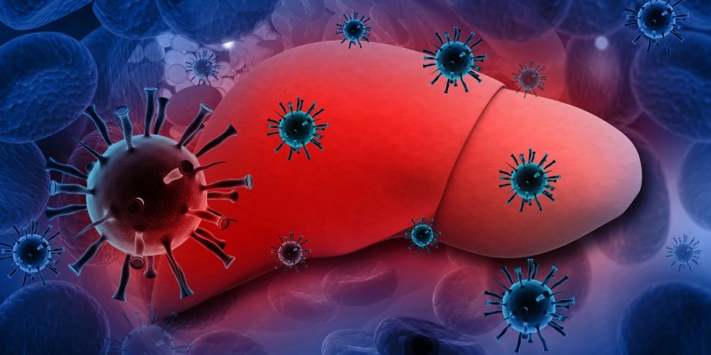 Leber umgeben von Hepatitis-Viren